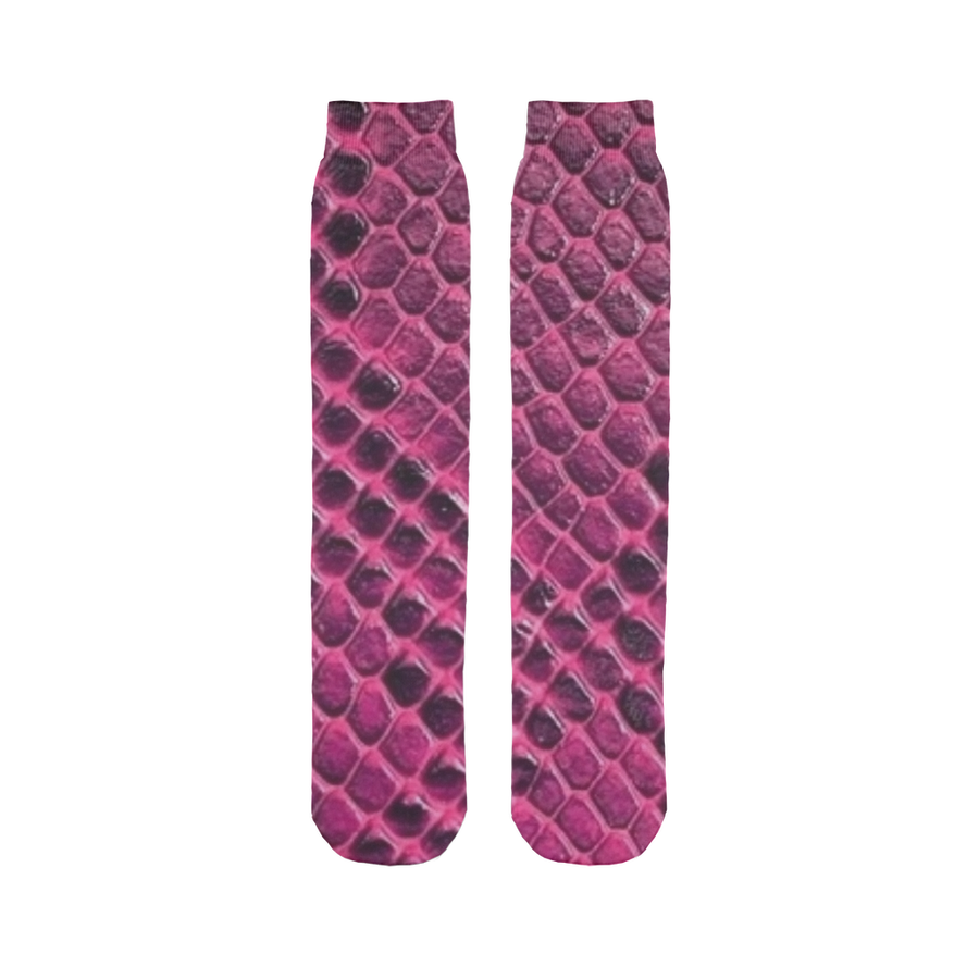 Pink Viper Snake Skin Print Tube Socks - Mr.SWAGBEAST