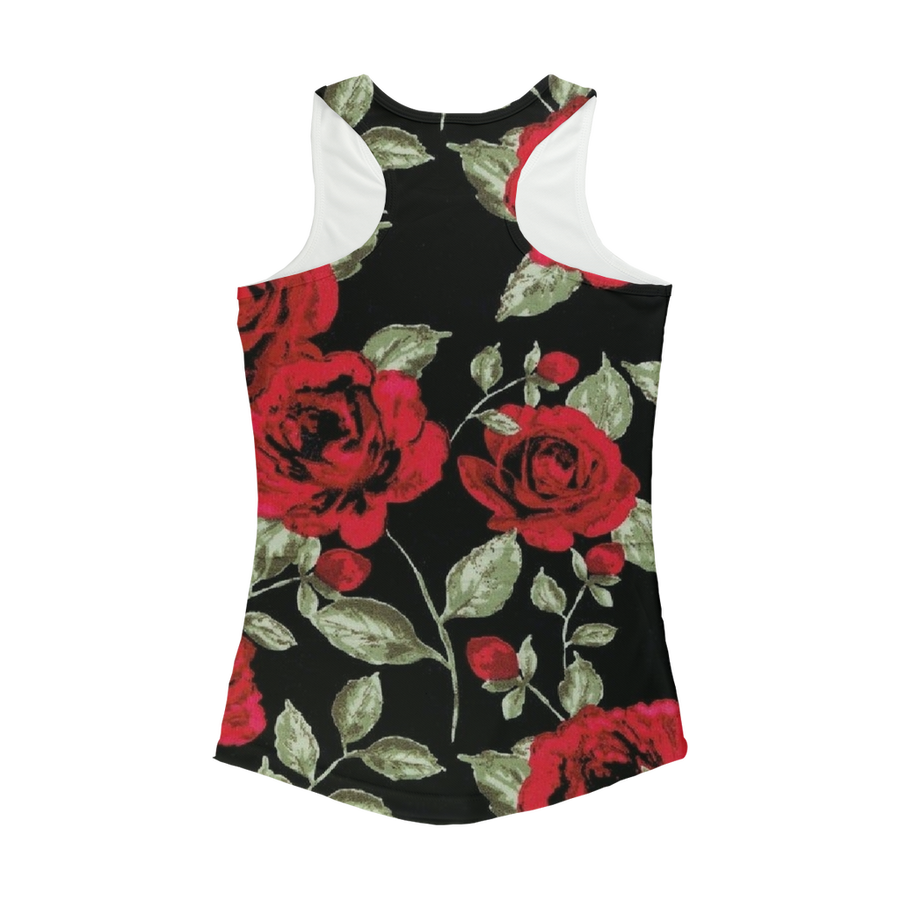 Red Roses on Black Women Performance Tank Top - Mr.SWAGBEAST