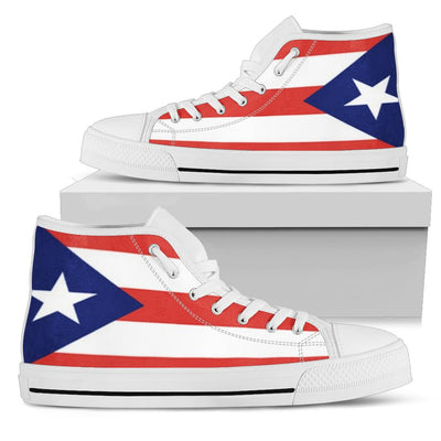Puerto Rico Flag High Top Custom Sneaker Shoes with White Soles - Mr.SWAGBEAST
