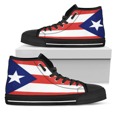 Puerto Rico Flag High Top Sneaker Shoes with Black Soles - Mr.SWAGBEAST