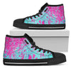 Teal with Pink Paint Spots High Top Sneakers Custom Shoes with Black Soles - Mr.SWAGBEAST