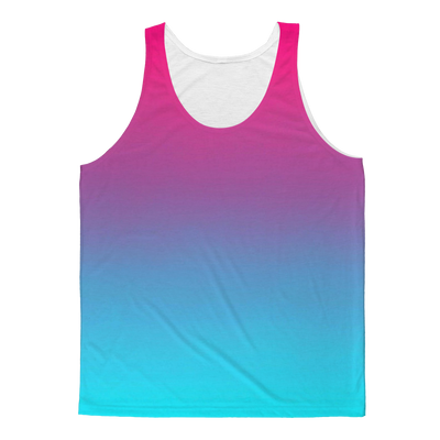 Teal Blue Faded to Hot Pink Adult Tank Top - Mr.SWAGBEAST