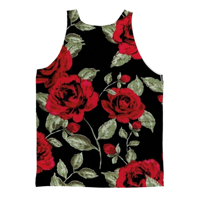 Red Roses on Black Adult Tank Top - Mr.SWAGBEAST