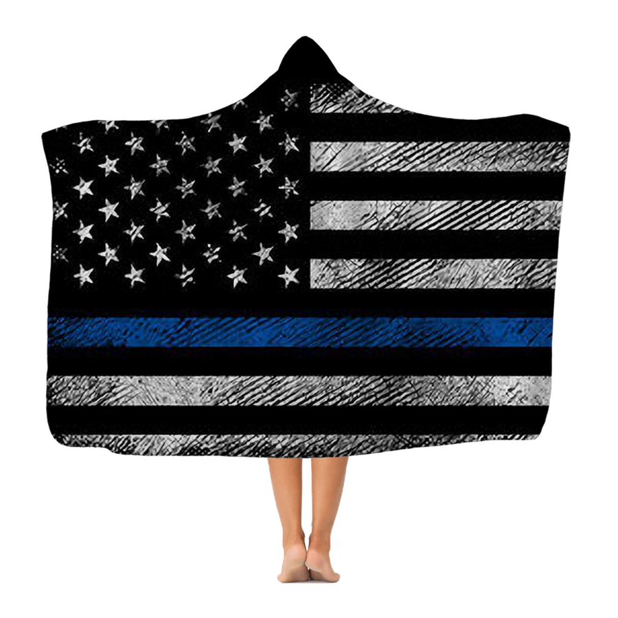 Blue Lives Matter Premium Adult Hooded Blanket - Mr.SWAGBEAST