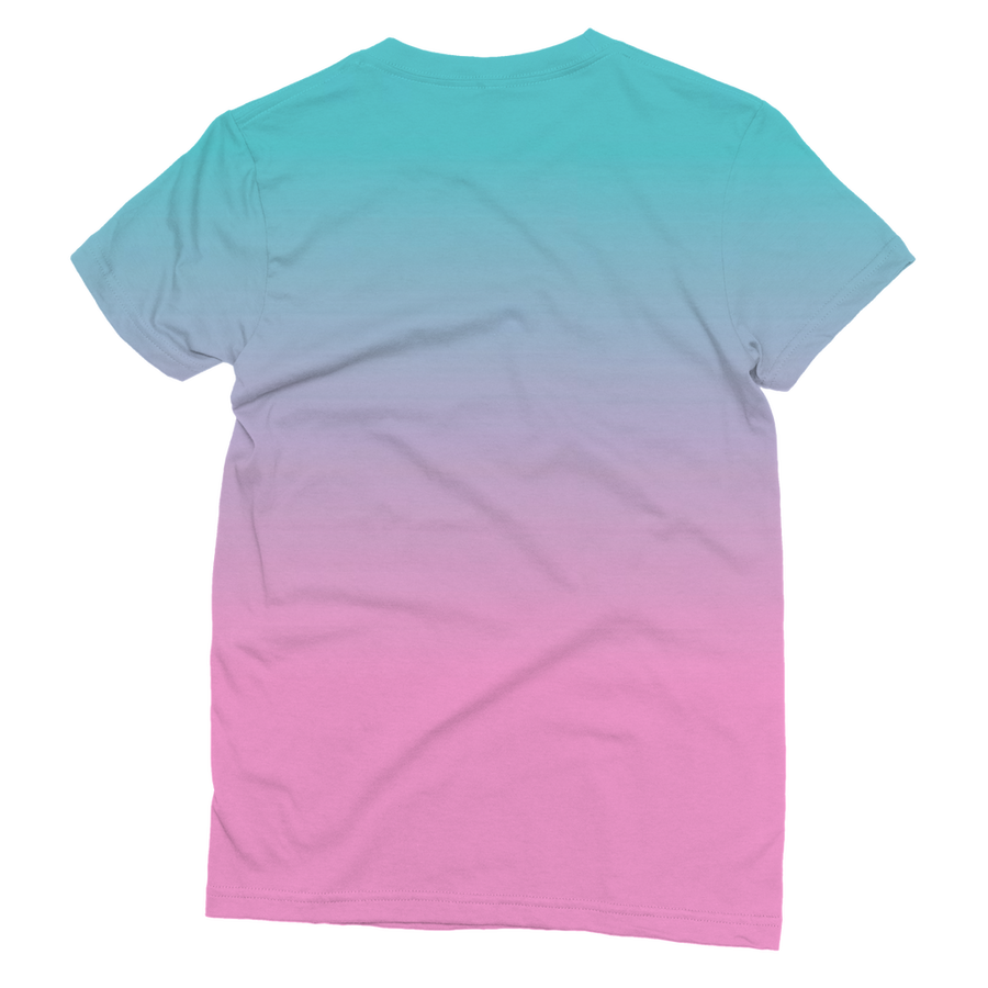 Pink Teal Gradient Women's Cut T-shirt All Over Print - Mr.SWAGBEAST