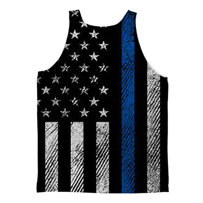 Blue Lives Matter Blue Lives Matter Flag Adult Tank Top - Mr.SWAGBEAST