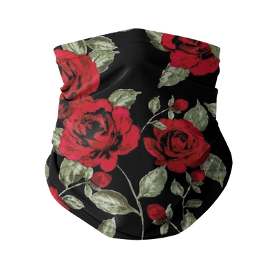 Red Roses on Black Neck Gaiter/Face Mask - Mr.SWAGBEAST