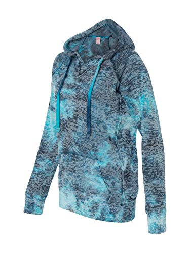 Women's Rainbow Tie Dye Burnout Pullover Hoodie Blend Fleece
