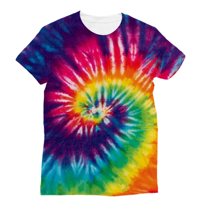 Rainbow Swirl Tie Dyed Women's Cut T-shirt All Over Print - Mr.SWAGBEAST