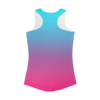 Teal Blue Faded to Hot Pink Women Performance Tank Top - Mr.SWAGBEAST