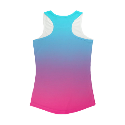 Teal Blue Faded to Hot Pink Women Performance Tank Top - Mr.SWAGBEAST