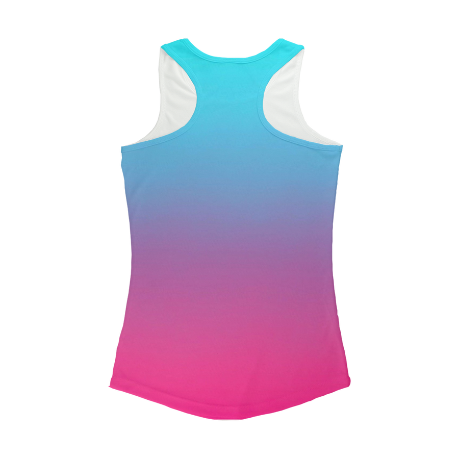 Teal Blue Faded to Hot Pink Women Performance Tank Top - Mr.SWAGBEAST