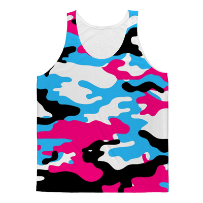 Pink Teal Black White Camo Adult Tank Top - Mr.SWAGBEAST