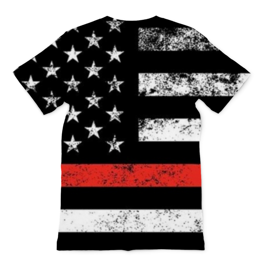 Firefighters Red Stripe Firefighter Flag Premium Adult T-Shirt - Mr.SWAGBEAST