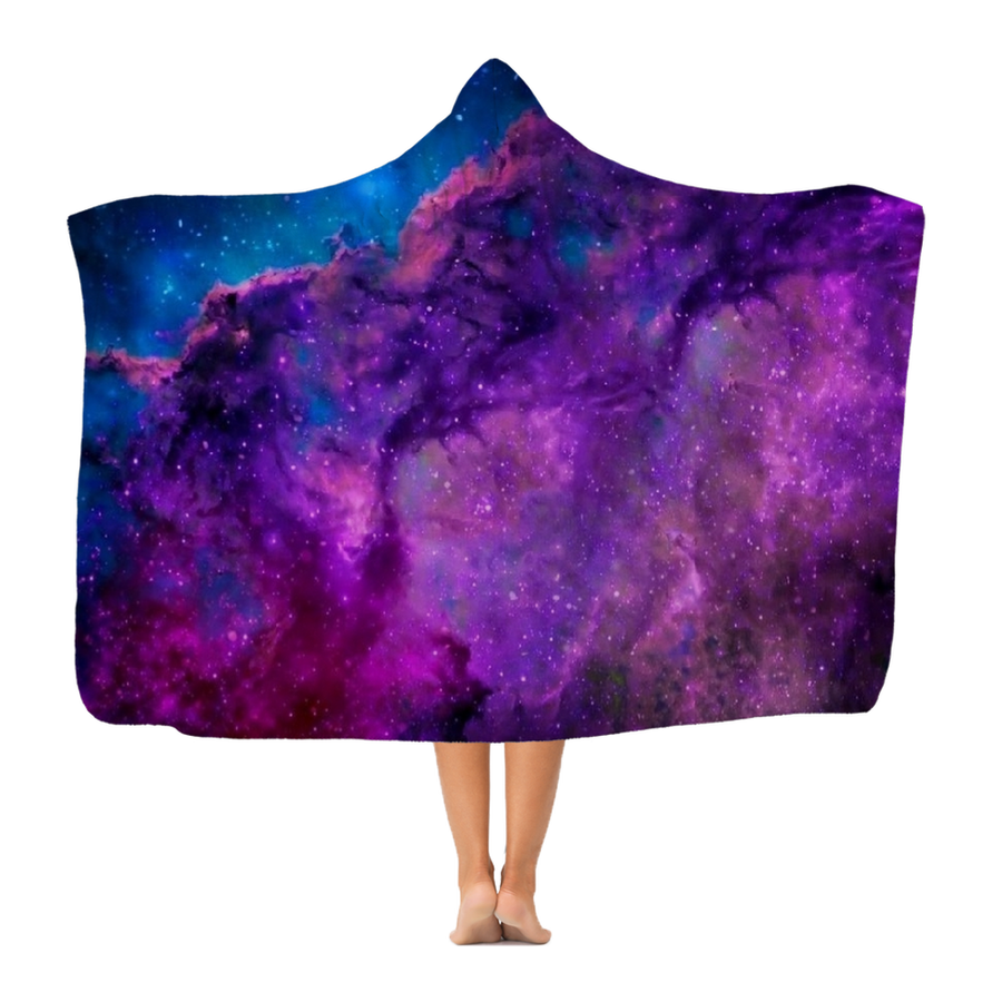 Blue Purple Space Nebula Premium Adult Hooded Blanket - Mr.SWAGBEAST
