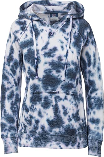 Women's Rainbow Tie Dye Burnout Pullover Hoodie Blend Fleece