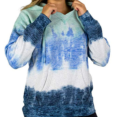Women's Rainbow Tie Dye Burnout Pullover Hoodie Blend Fleece