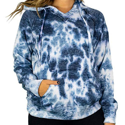 Women's Rainbow Tie Dye Burnout Pullover Hoodie Blend Fleece