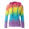 Women's Rainbow Tie Dye Burnout Pullover Hoodie Blend Fleece