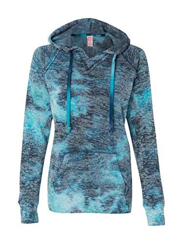 Women's Rainbow Tie Dye Burnout Pullover Hoodie Blend Fleece
