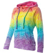 Women's Rainbow Tie Dye Burnout Pullover Hoodie Blend Fleece