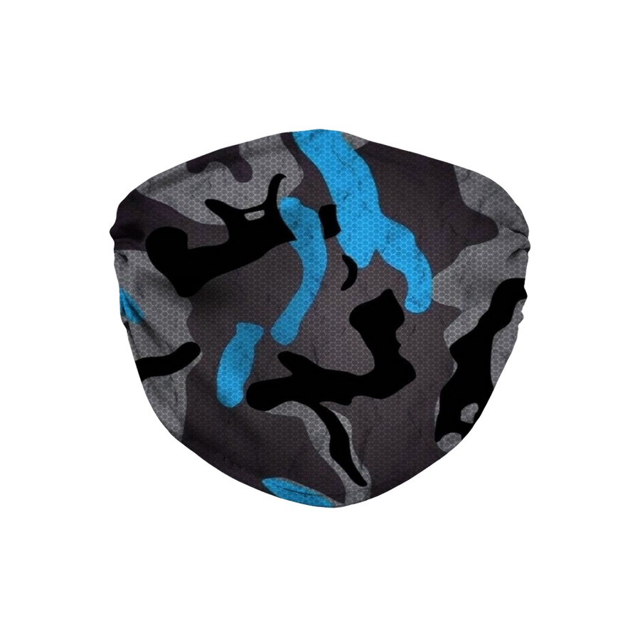 Blue Black Gray Camouflage Textured Face Mask - Mr.SWAGBEAST