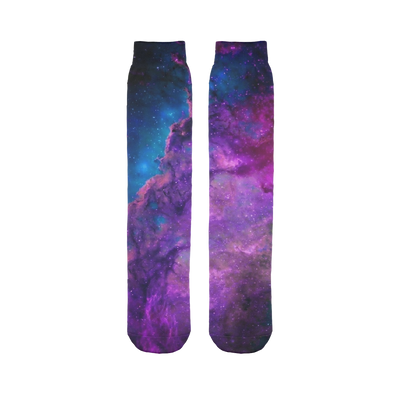 Blue Purple Space Nebula Tube Socks - Mr.SWAGBEAST