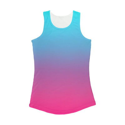 Teal Blue Faded to Hot Pink Women Performance Tank Top - Mr.SWAGBEAST