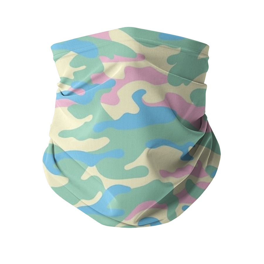 Pastel Pink Blue Yellow Camo Sublimation Neck Gaiter - Mr.SWAGBEAST