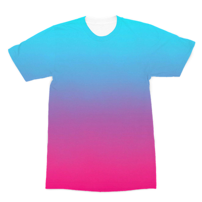Teal Blue Faded to Hot Pink Premium Adult All Over T-Shirt - Mr.SWAGBEAST