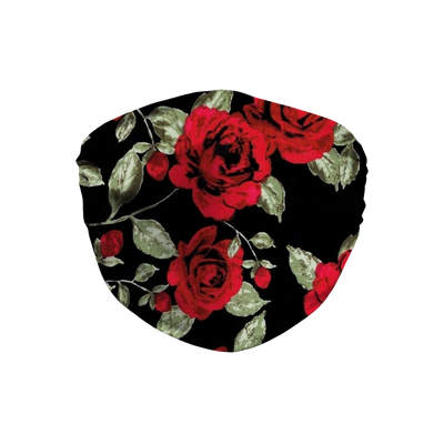 Red Roses on Black Face Mask - Mr.SWAGBEAST