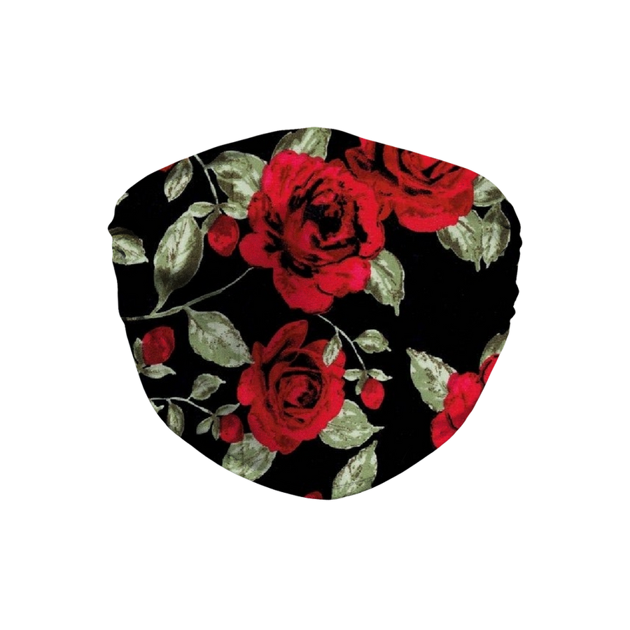 Red Roses on Black Face Mask - Mr.SWAGBEAST