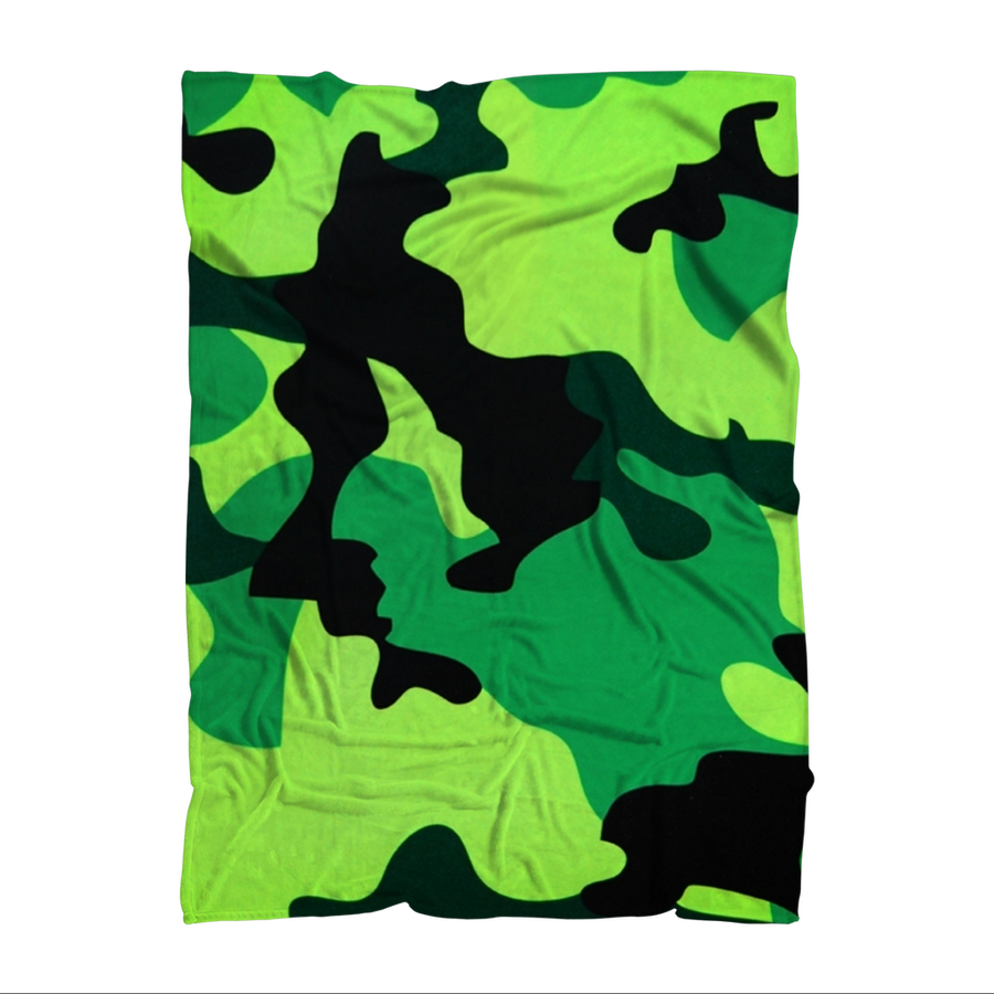 Neon Green Camo Premium Adult Blanket - Mr.SWAGBEAST