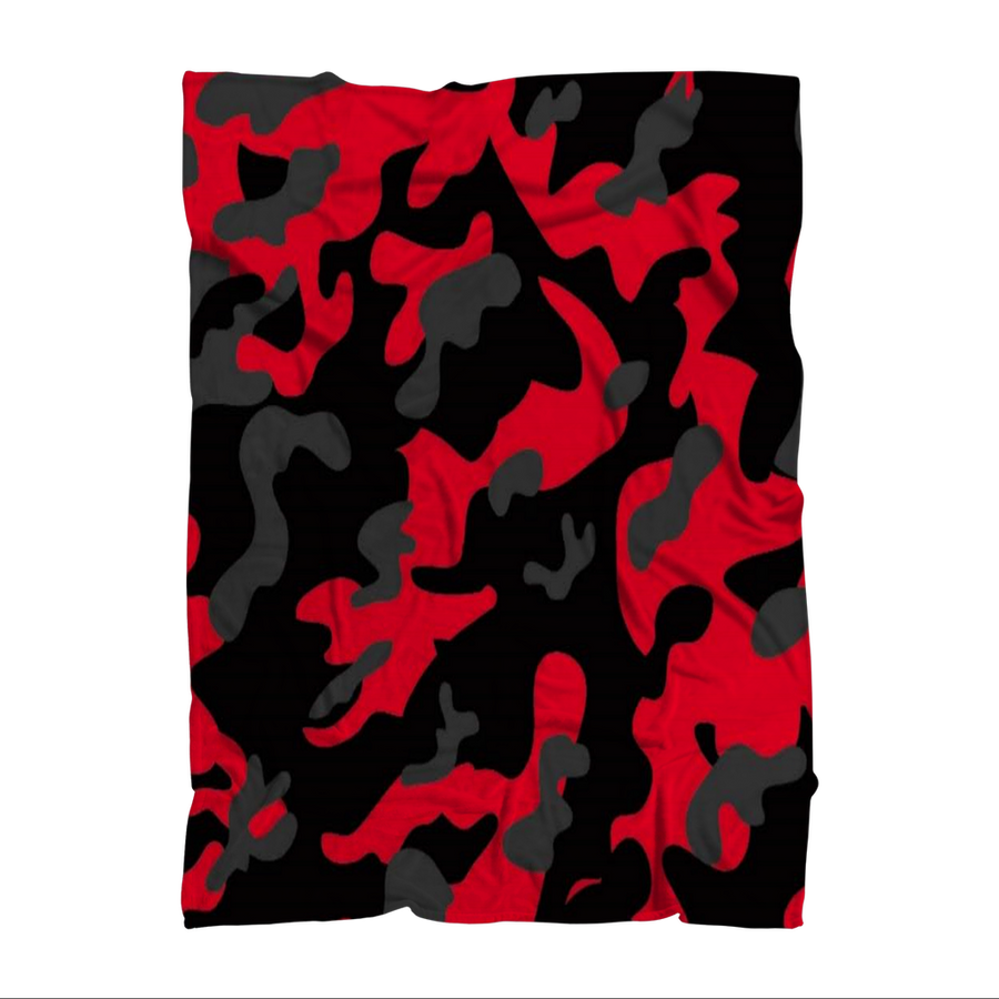 Red Black Grey Camo Premium Adult Blanket - Mr.SWAGBEAST