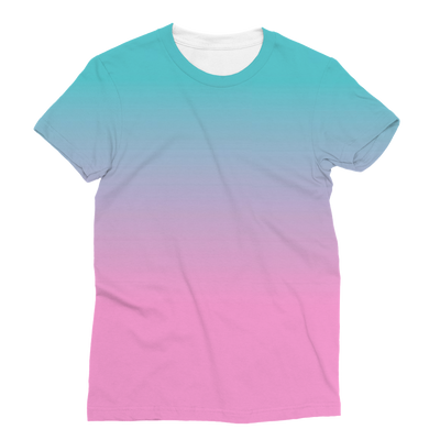 Pink Teal Gradient Women's Cut T-shirt All Over Print - Mr.SWAGBEAST