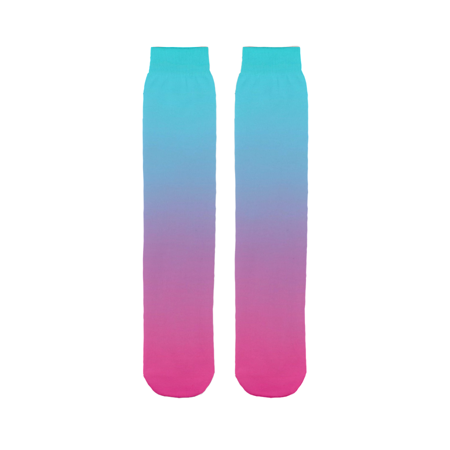 Teal Blue Faded to Hot Pink Tube Socks - Mr.SWAGBEAST