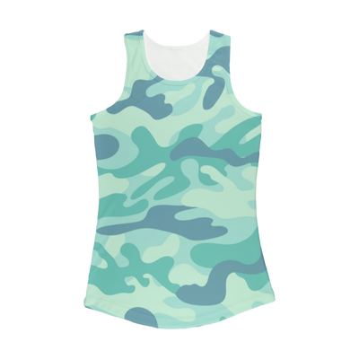 Teal Green Baja Camo Women Performance Tank Top - Mr.SWAGBEAST