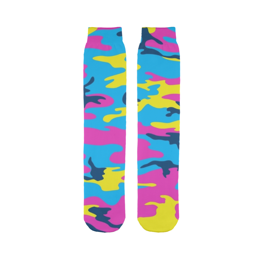Neon Pink Yellow Blue Pastel Camo Tube Socks - Mr.SWAGBEAST