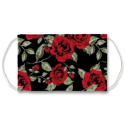 Red Roses on Black Face Mask - Mr.SWAGBEAST