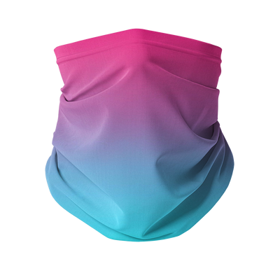 Teal Blue Faded to Hot Pink Neck Gaiter/Face Mask - Mr.SWAGBEAST