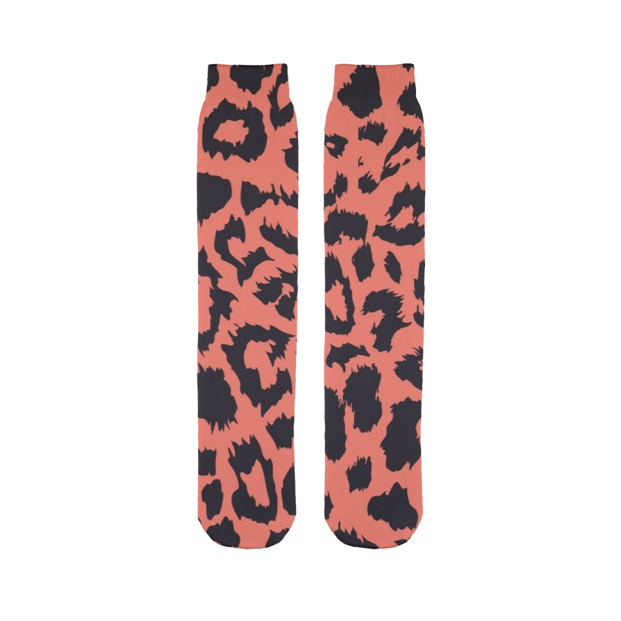 Neon Peach Leopard Spot Tube Socks - Mr.SWAGBEAST