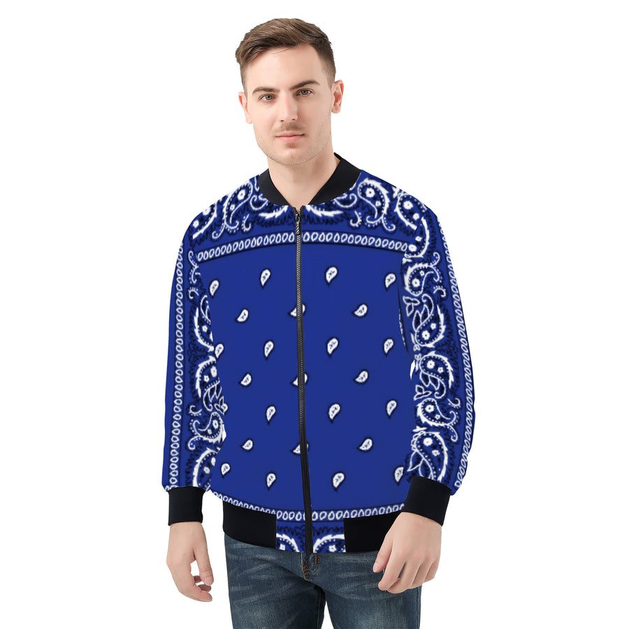 Blue Crip Bandana Paisley Men's/Unisex Adult Bomber Jacket - Mr.SWAGBEAST