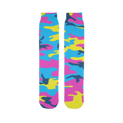 Neon Pink Yellow Blue Pastel Camo Tube Socks - Mr.SWAGBEAST