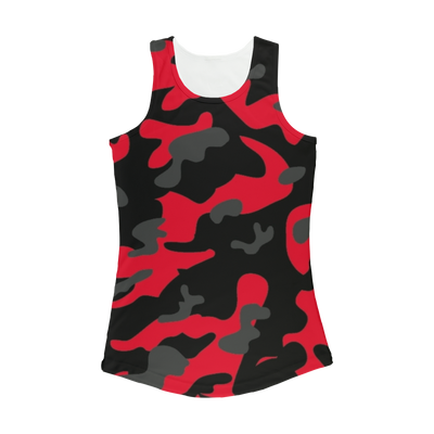 Red Black Grey Camo Women Performance Tank Top - Mr.SWAGBEAST