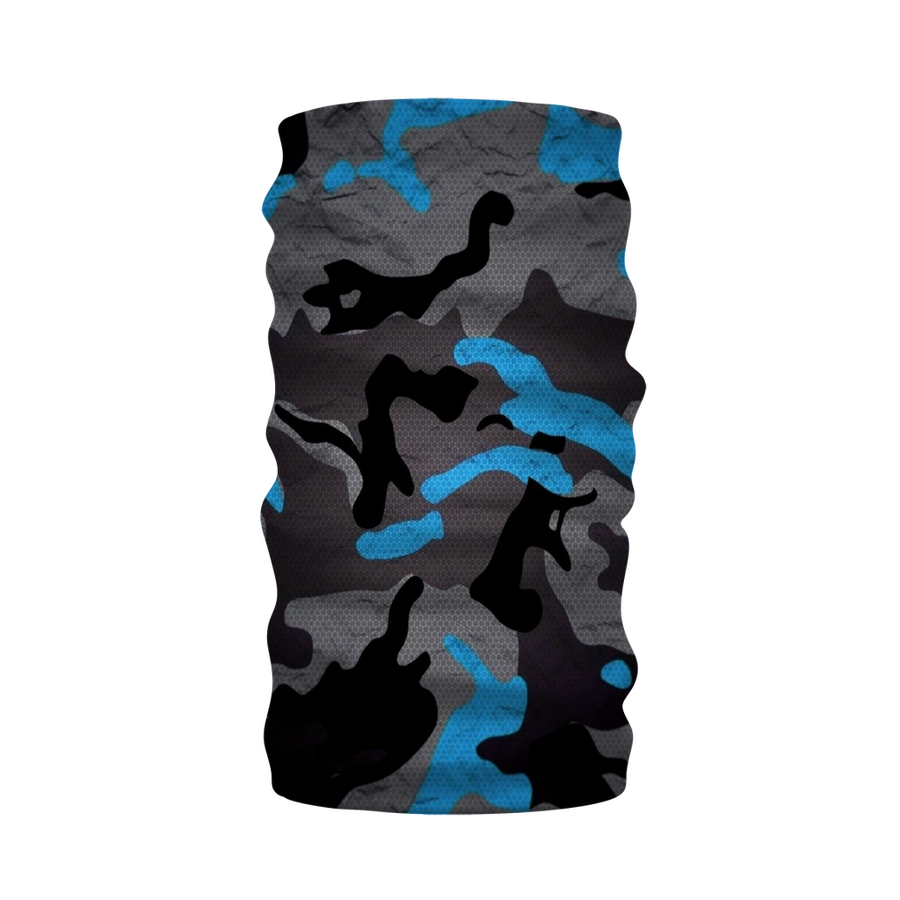 Blue Black Gray Camouflage Textured Neck Warmer Morf Scarf - Mr.SWAGBEAST