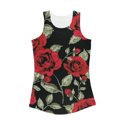 Red Roses on Black Women Performance Tank Top - Mr.SWAGBEAST