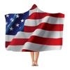 American Flag in the Wind Premium Adult Hooded Blanket - Mr.SWAGBEAST