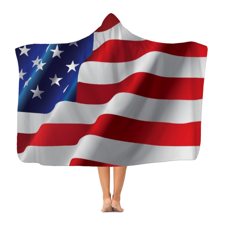 American Flag in the Wind Premium Adult Hooded Blanket - Mr.SWAGBEAST
