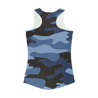 Dark Blues Camo Women Performance Tank Top - Mr.SWAGBEAST