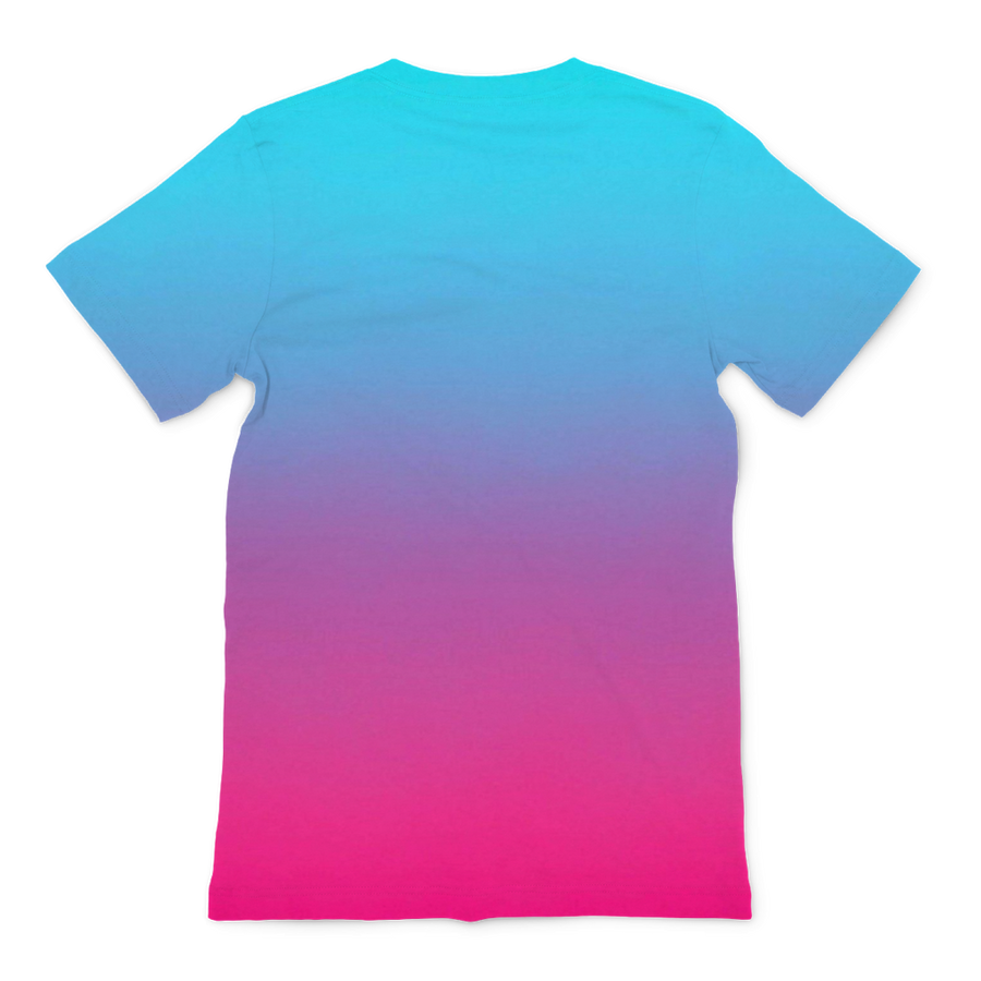 Teal Blue Faded to Hot Pink Premium Adult All Over T-Shirt - Mr.SWAGBEAST